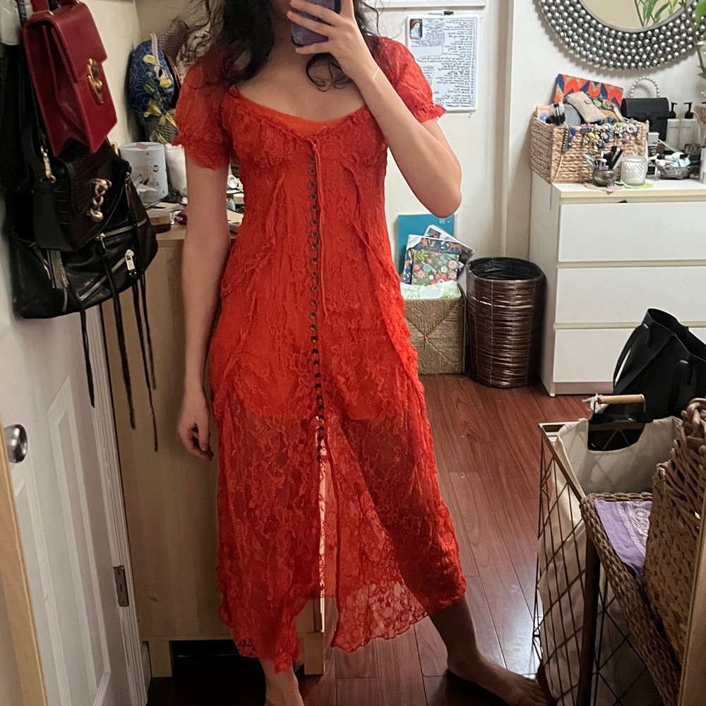 Button Down Lace Dress